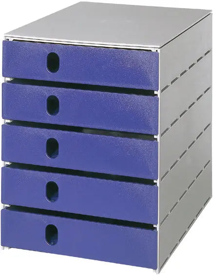 STYRO Schubladenbox styroval pro 14-8000.38 grau/blau 5 Schubladen gesch. Idealshop