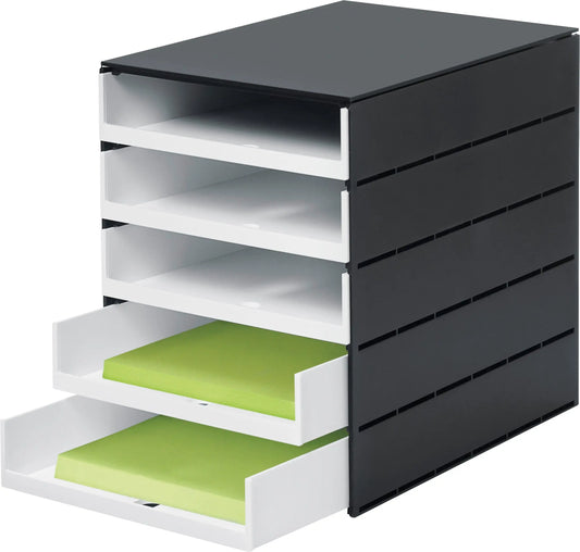 STYRO Schubladenbox styroval pro 14-8001.92 schwarz/weiss 5 Schubl. offen Idealshop