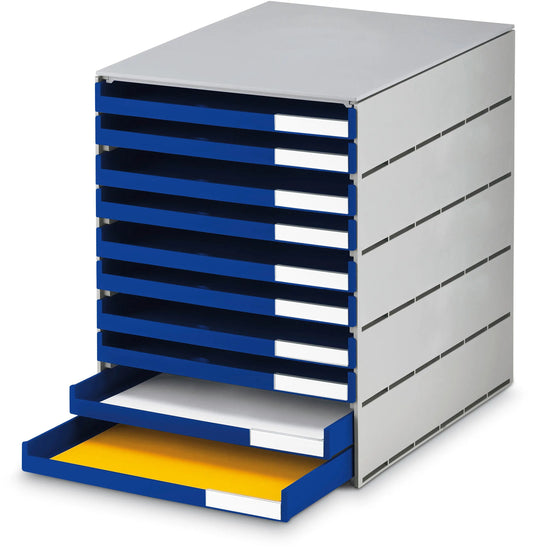 STYRO Schubladenbox styroval pro 14-8002.38 grau/blau 10 Schubladen Idealshop