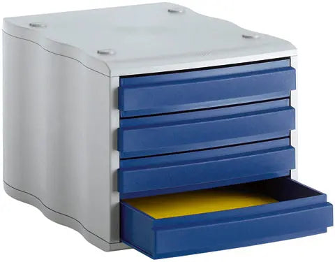 STYRO Schubladenbox styrowave 248-8500.38 grau/blau 4 Schubladen Idealshop