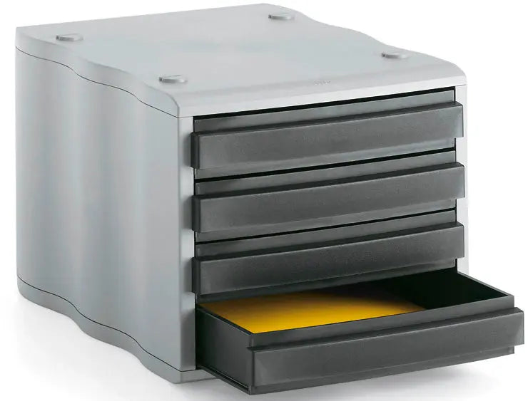 STYRO Schubladenbox styrowave 248-8500.98 grau/schwarz 4 Schubladen Idealshop