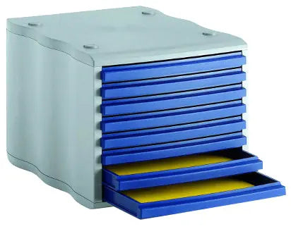 STYRO Schubladenbox styrowave 248-8550.38 grau/blau 8 Schubladen Idealshop