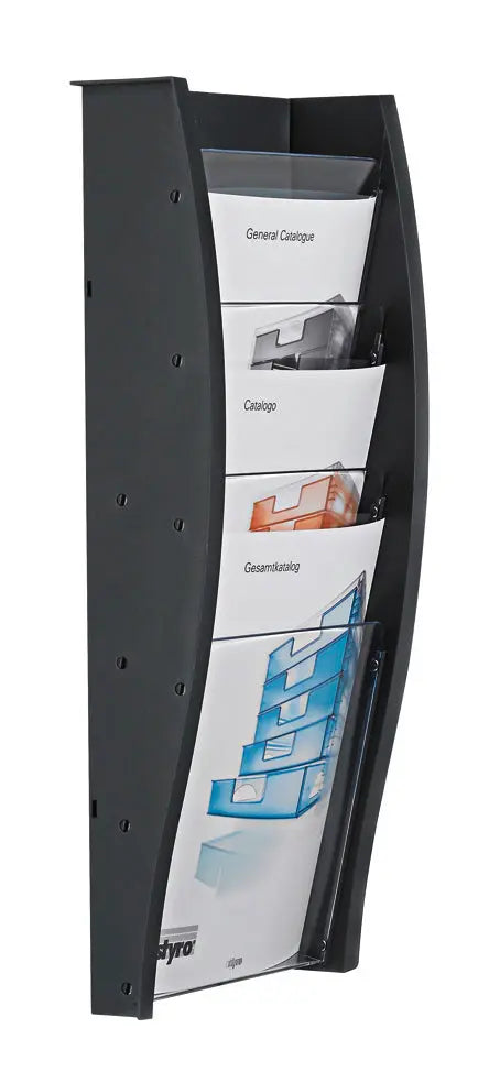 STYRO Wandprospekthalter A4 128-340.0292 anthrazit 4 Fächer Idealshop