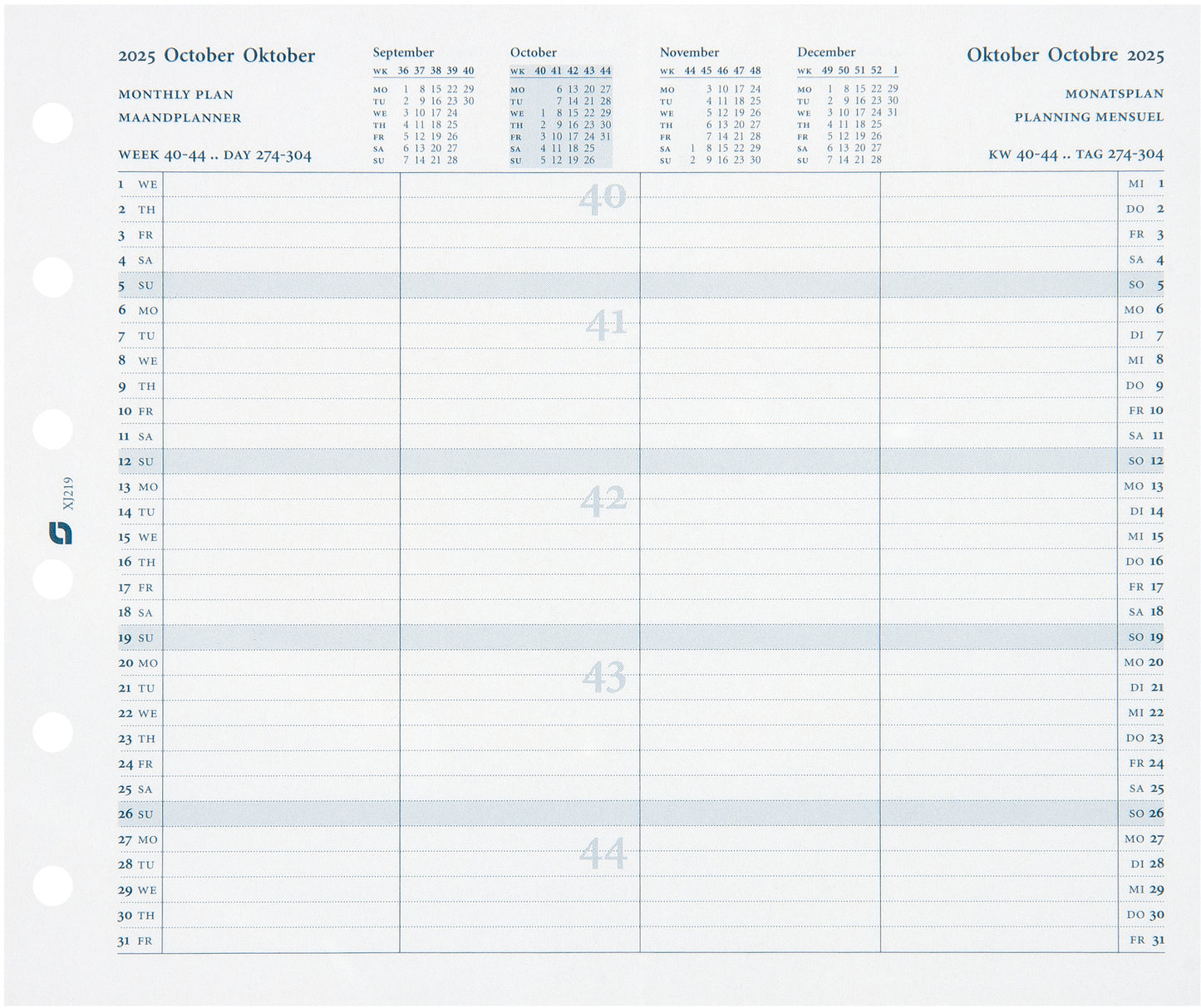 SUCCES    Agenda Junior Monatspläne 2025