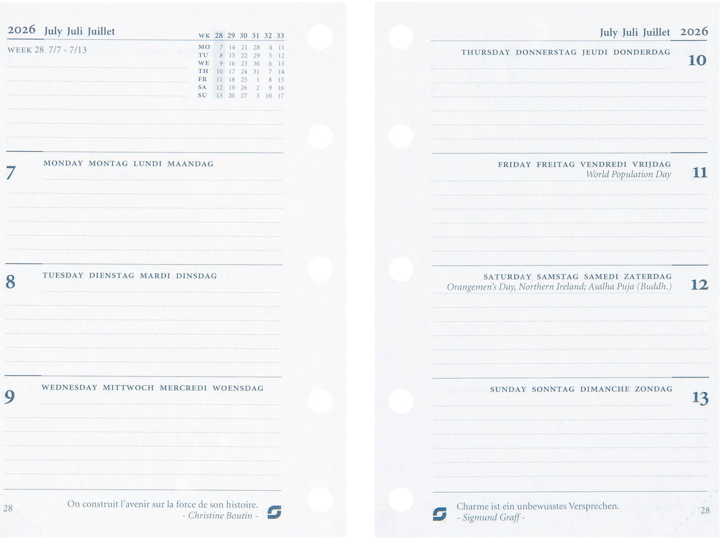 SUCCES Agenda Mini 2026 841207000026U 1W/2S Ersatzkal. 6.7x10.4cm Idealshop