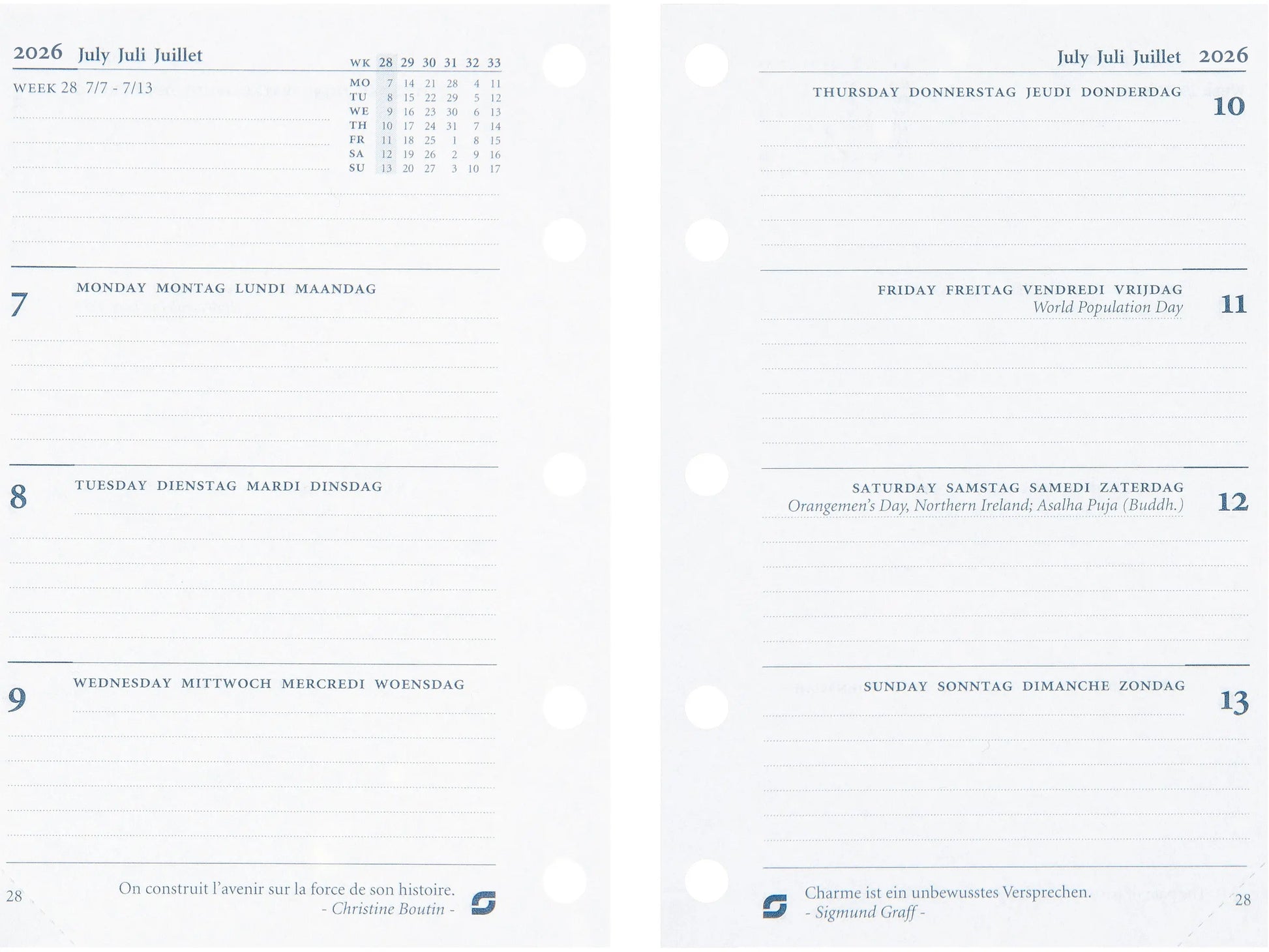 SUCCES Agenda Mini 2026 841207000026U 1W/2S Ersatzkal. 6.7x10.4cm Idealshop