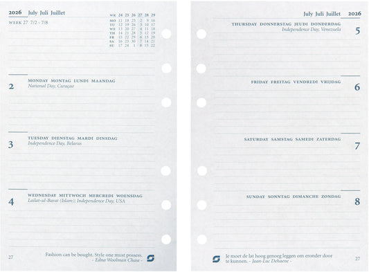 SUCCES Agenda Standard 2026 843207000026U 1W/2S Ersatzkal. 9.5x17.1cm Idealshop