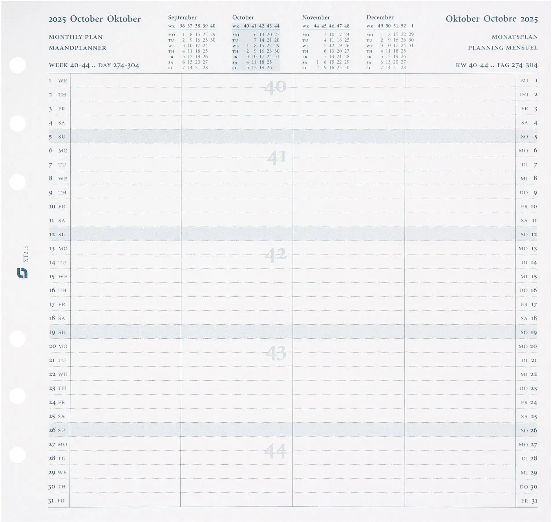 SUCCES    Agenda Standard Monatspl. 2025 Idealshop