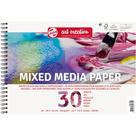 TALENS Mixedmedia Papier 9312002M A4, 250 g/qm, 30 Blatt Idealshop