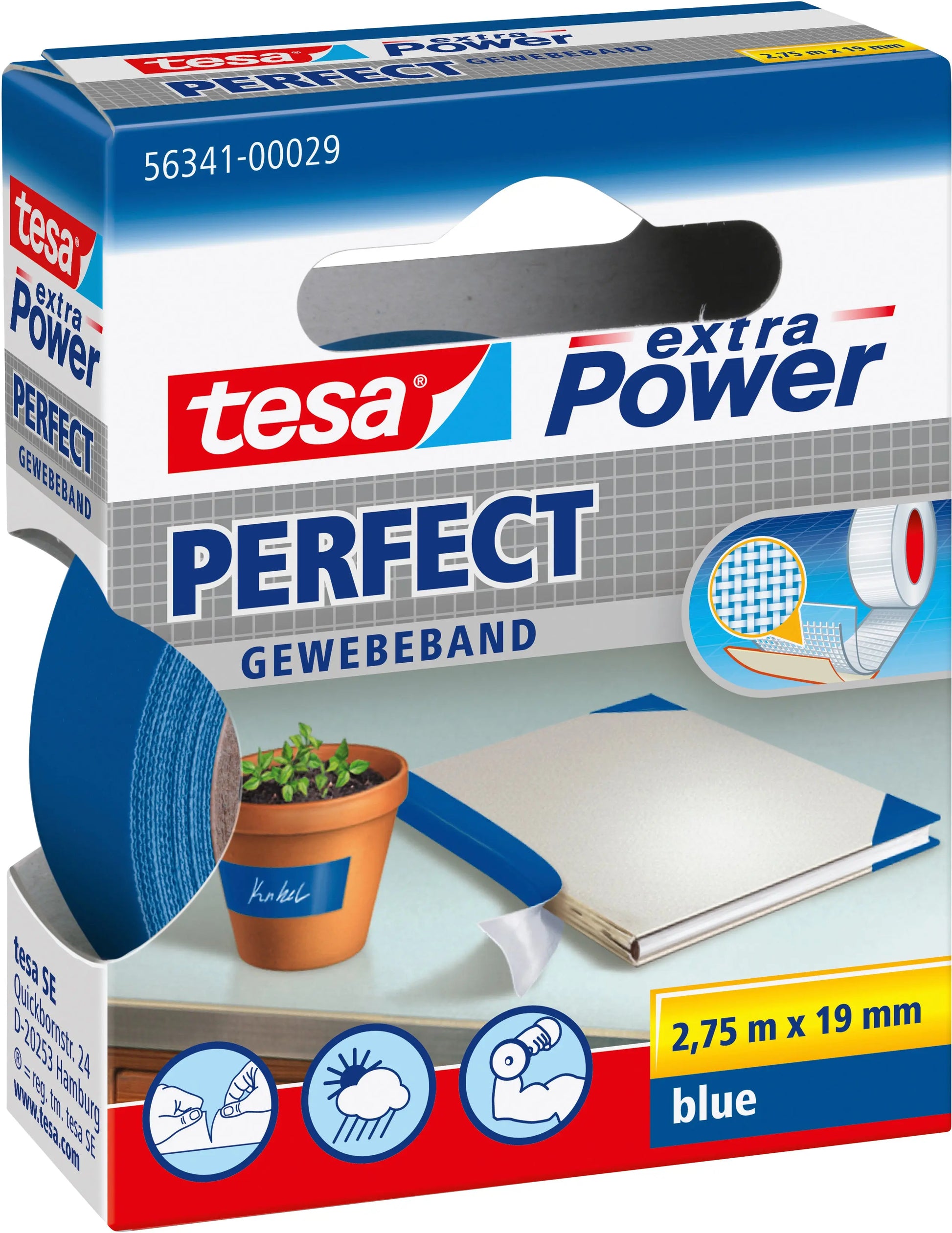 TESA Extra Power Perfect 2.75mx19mm 563410002 Gewebeband. blau Idealshop