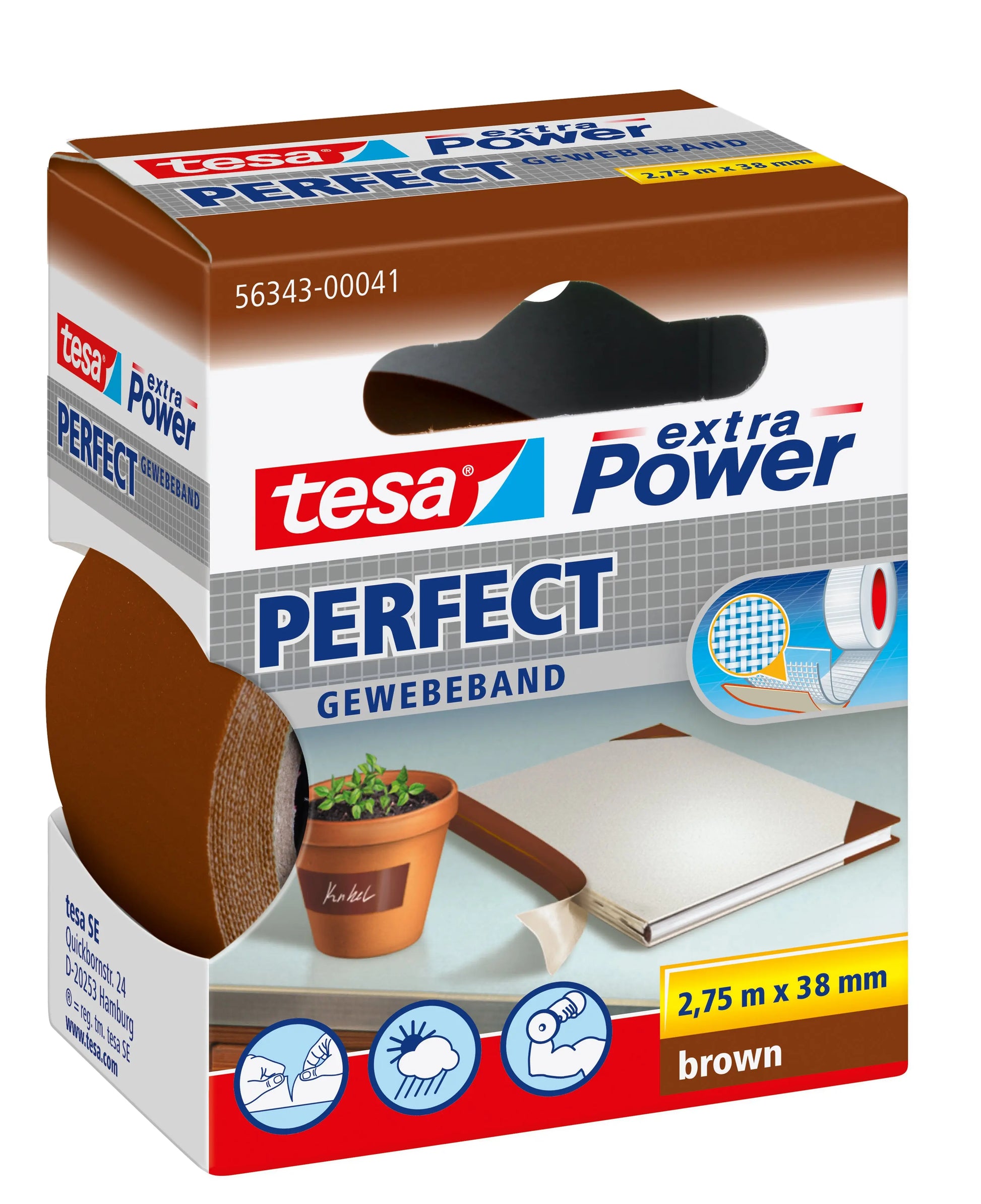 TESA Extra Power Perfect 2.75mx38mm 563430004 Gewebeband. braun Idealshop