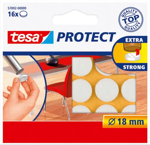 TESA Filzgleiter Protect 18mm 578920000 weiss, rund 16 Stück Idealshop