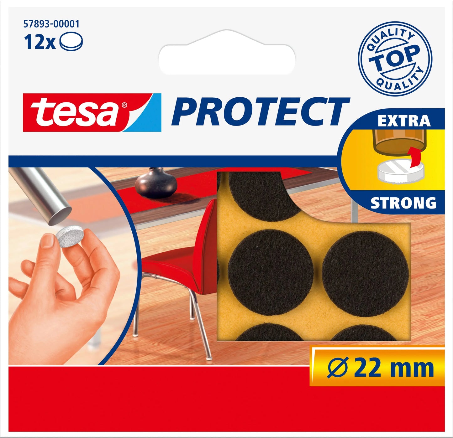 TESA Filzgleiter Protect 22mm 578930000 braun, rund 12 Stück Idealshop