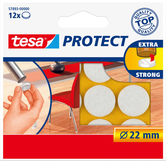 TESA Filzgleiter Protect 22mm 578930000 weiss, rund 12 Stück Idealshop