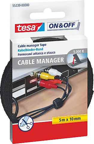 TESA Kabelbinder on&off 10mmx5m 552390000 schwarz Idealshop
