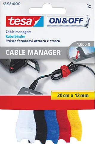 TESA Kabelbinder on&off 12mmx20cm 552360000 5-farbig 5 Stück Idealshop