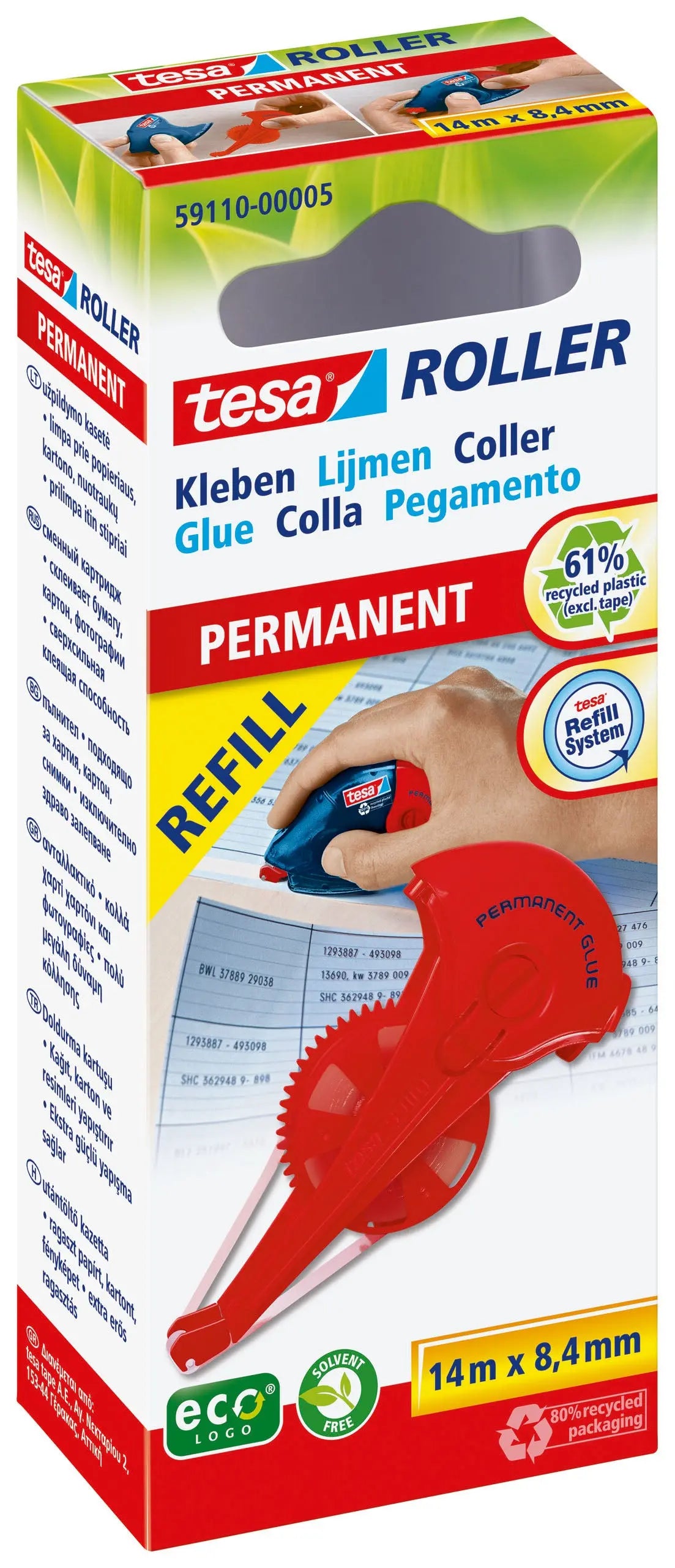 TESA Kleberoller Refill ecoLogo 591100000 perm. 8.4mmx14m Idealshop