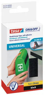 TESA Klettband on&off 20mmx1m 552240000 schwarz, selbstklebend Idealshop