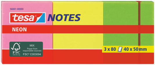 TESA Neon Notes 40x50mm 560010000 3 Farben ass. 3x80 Blatt Idealshop