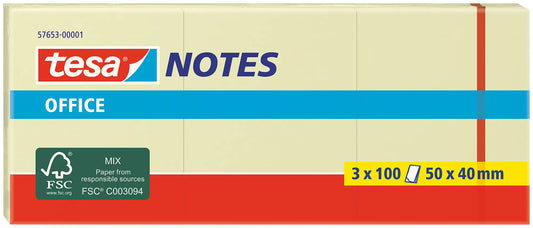TESA Office Notes 40x50mm 576530000 gelb 3x100 Blatt Idealshop