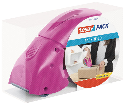 TESA Pack Dispenser 66mx50mm 511130000 Pack'n'go pink Idealshop