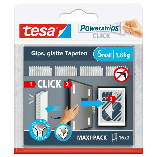 TESA Powerstrips 16x2 Streifen 77720-00020 Click Small, Klettband Idealshop