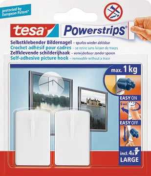TESA Powerstrips Bilder-Nagel 580310002 weiss, Kapazität 1kg 2 Stück Idealshop