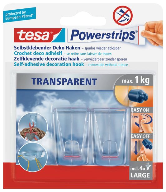 TESA Powerstrips Deco XL 588130000 transparent 2 Haken Idealshop