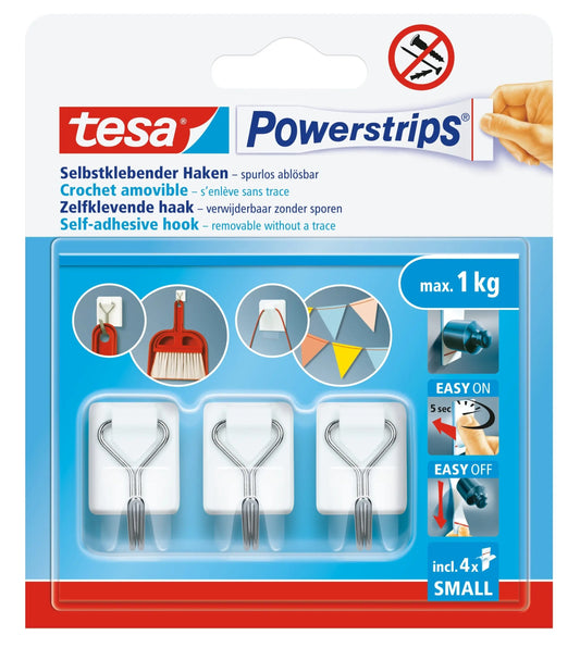 TESA Powerstrips Haken 1kg 576150000300 weiss 4 Stück Idealshop
