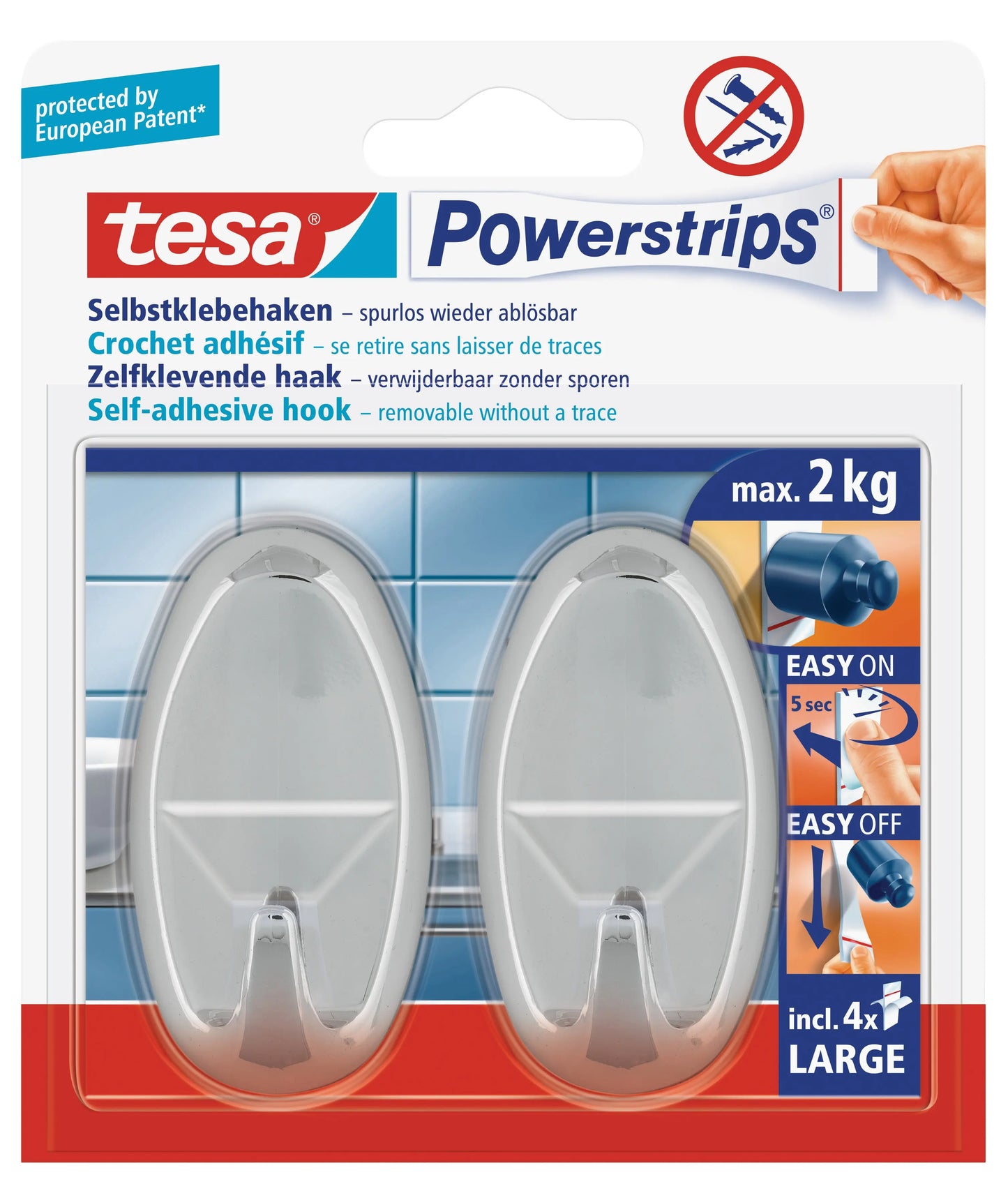 TESA Powerstrips Haken L 580500001 chrom Idealshop