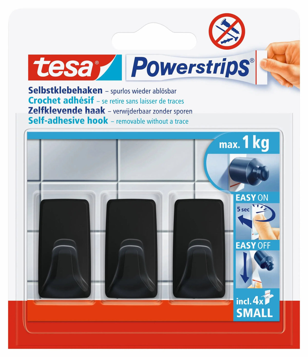 TESA Powerstrips Haken S 582780000020 schwarz 3 Stück Idealshop