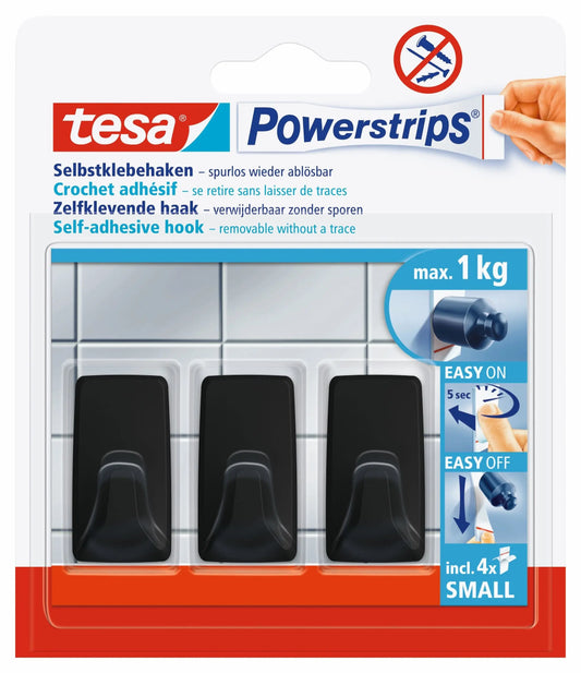 TESA Powerstrips Haken S 582780000020 schwarz 3 Stück Idealshop