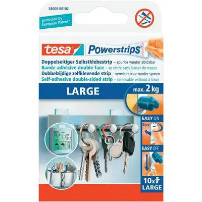 TESA Powerstrips Large 10 Stück 580000010 ablösbar, Belastbarkeit 2kg Idealshop