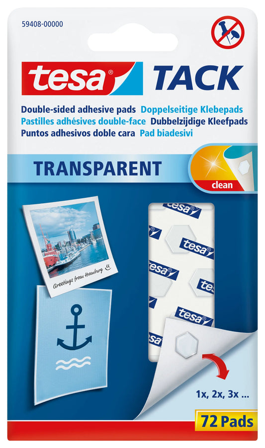 TESA Powerstrips Tack 594080000 transparent 72 Pads Idealshop