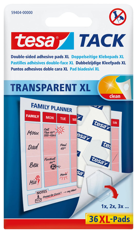 TESA Powerstrips Tack XL 594040000 transparent 36 Pads Idealshop