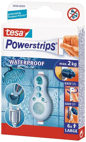 TESA Powerstrips Waterproof 597000000 weiss, Large, 6 Stück Idealshop