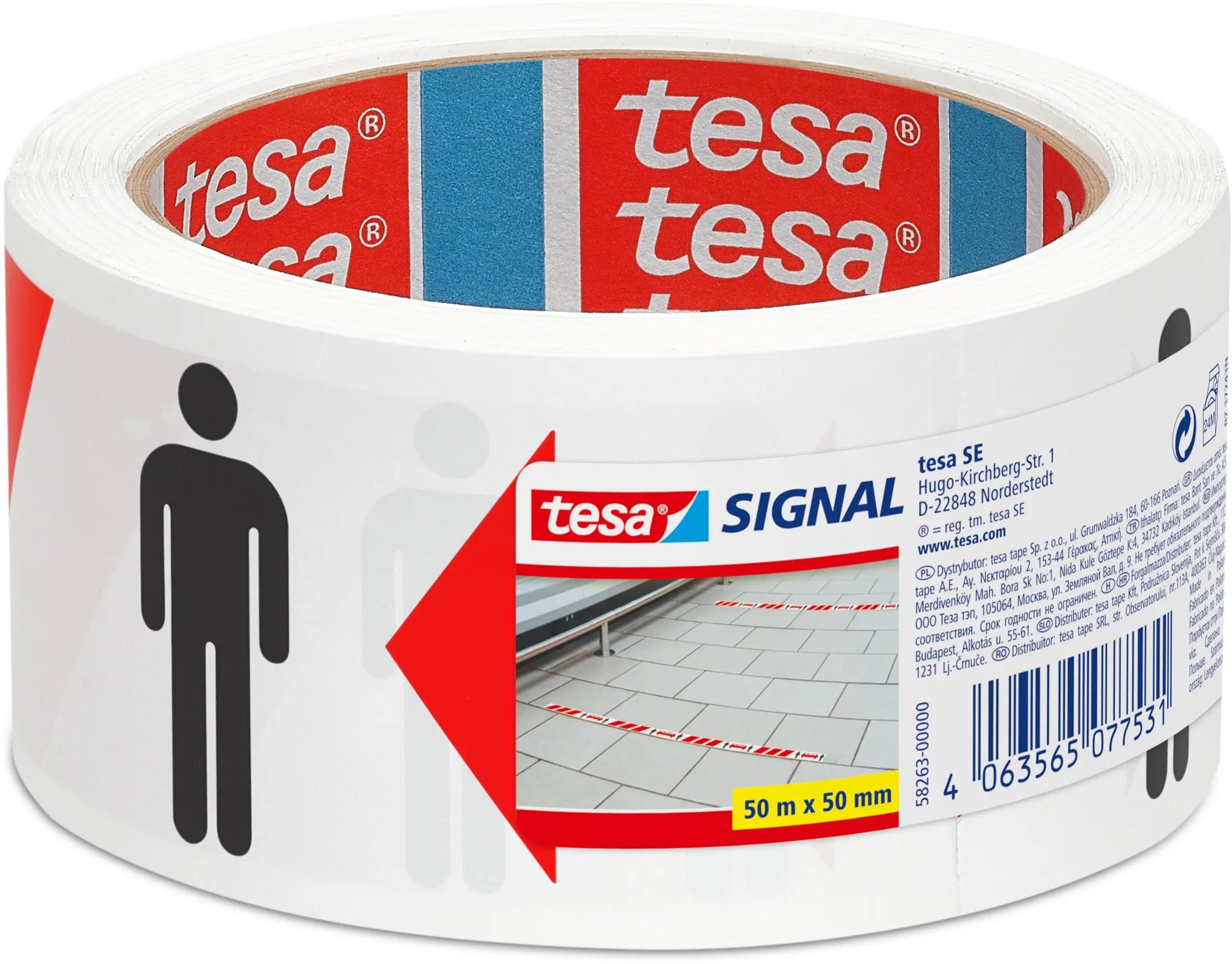 TESA Warnband Social Distancing 58263-00000 rot, weiss, schwarz 50mmx50m Idealshop