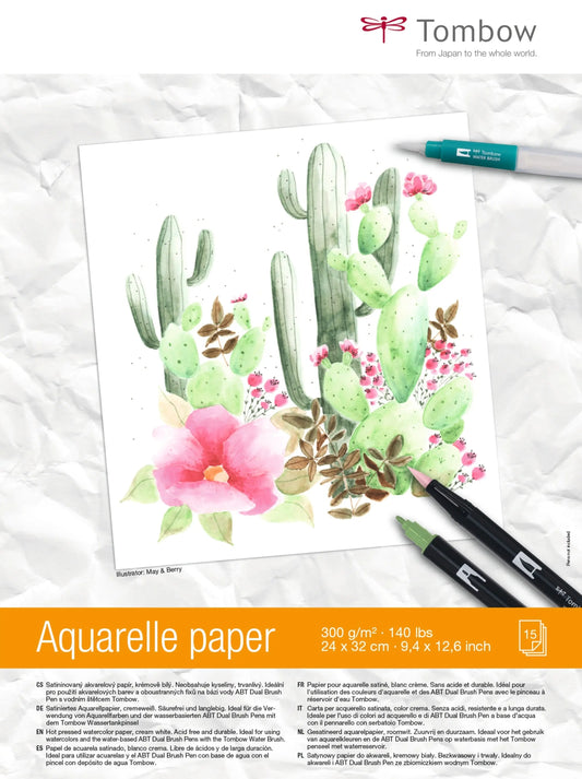 TOMBOW Aquarellblock 24x32mm PB-AQUA 300g, 15 Blatt Idealshop