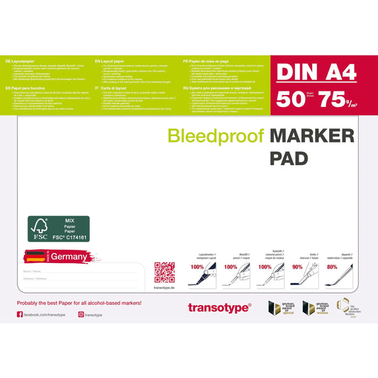 TRANSOTYPE Layoutpapier A4 25001 75g, weiss 50 Blatt Idealshop
