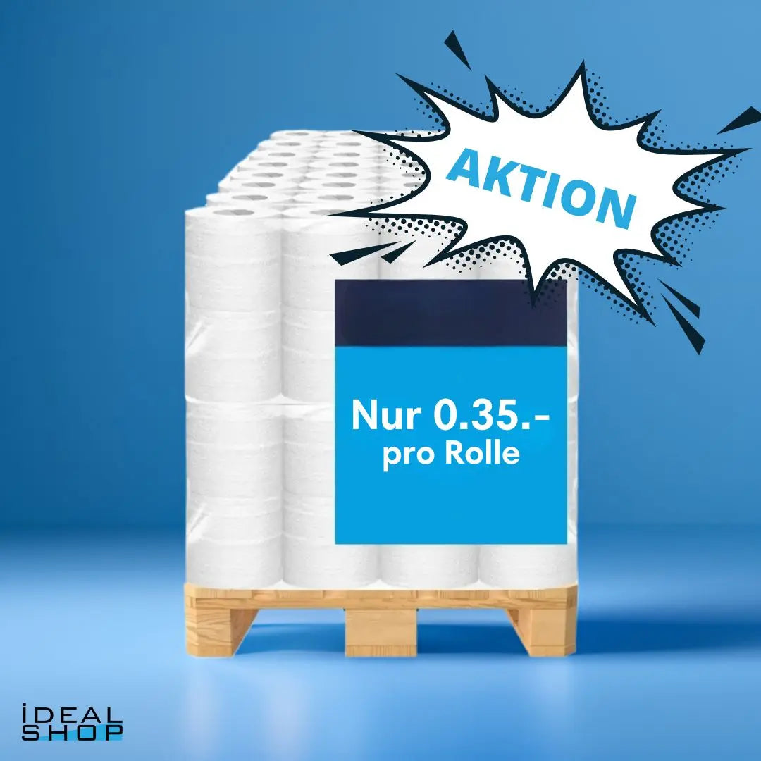 Toilettenpapier Zellstoff 3-lagig, hochweiss, 1 Palette - Idealshop