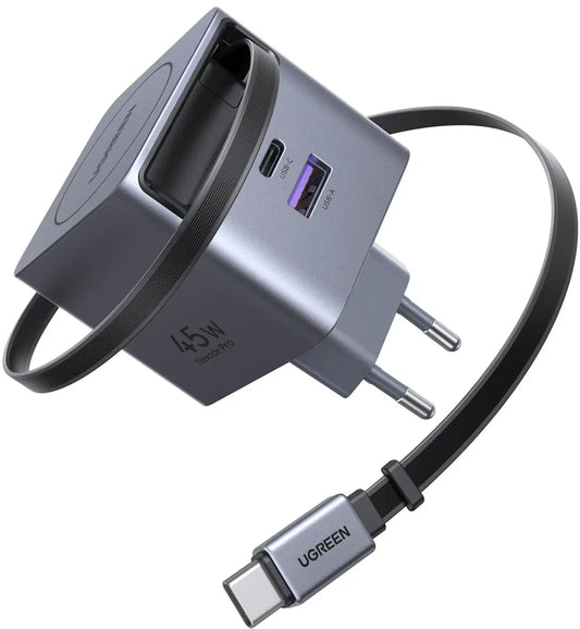 UGREEN Fast Charger 2-Port 45W GaN 65822 Retractable Cable Idealshop