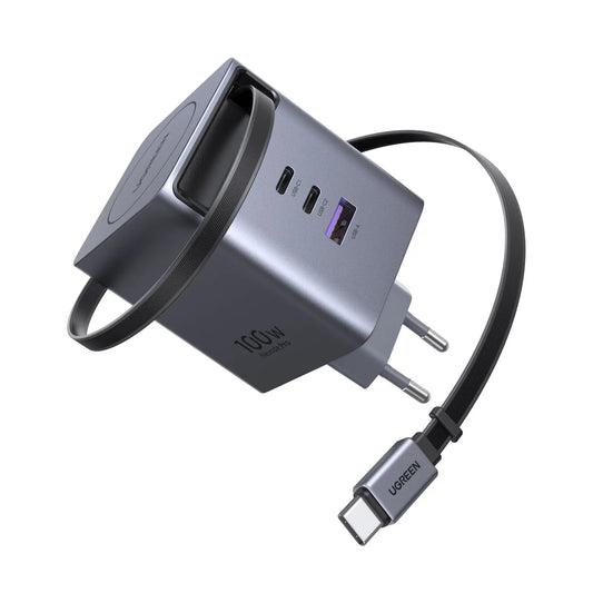 UGREEN Fast Charger 3-Port 100W GaN 65828 Retractable Cable Idealshop