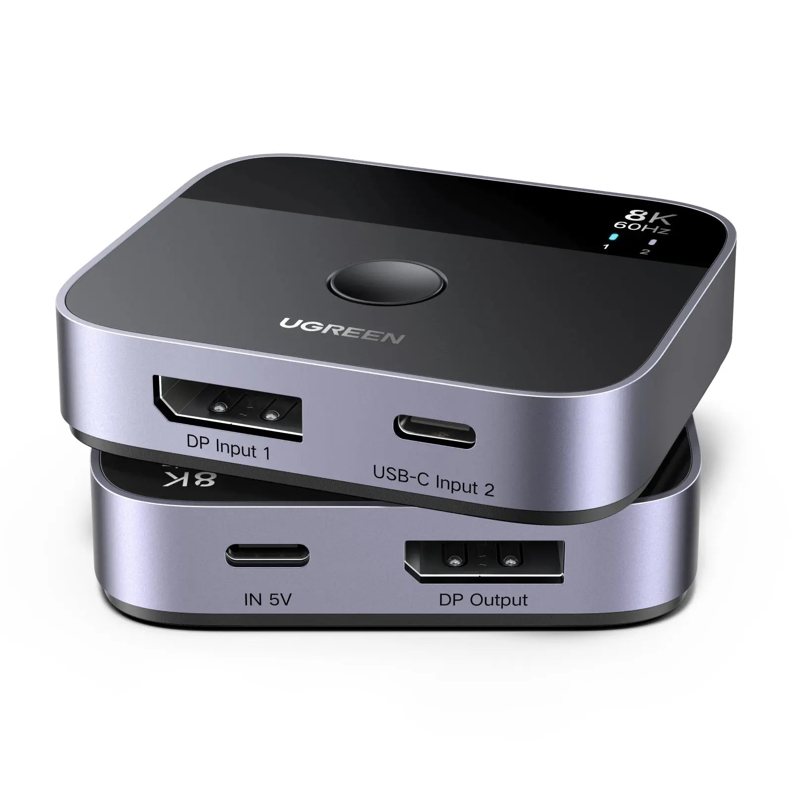 UGREEN Switch 2 In 1 Out 65878 DisplayPort+USB-C, Grey,BB Idealshop