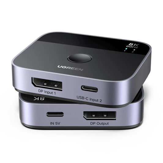 UGREEN Switch 2 In 1 Out 65878 DisplayPort+USB-C, Grey,BB Idealshop