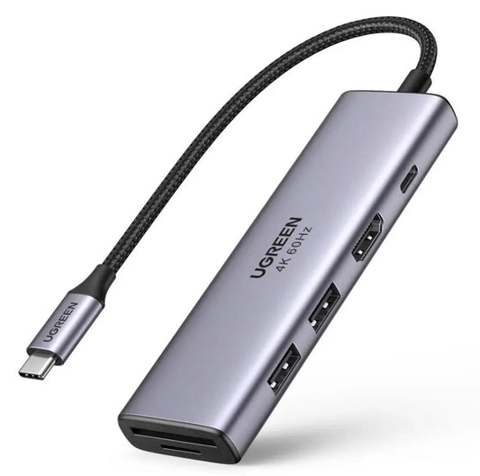 UGREEN USB-C Hub 6-in-1, 100W 60384 2xUSB 3.2 Gen1,HDMI,SD,TF,PD Idealshop