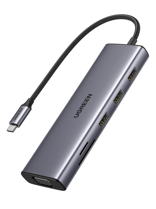 UGREEN USB-C to 3xUSB-A Hub 10in 1 15601 HDMI,VGA,RJ45,3.5mm,SD,TF,PD Idealshop
