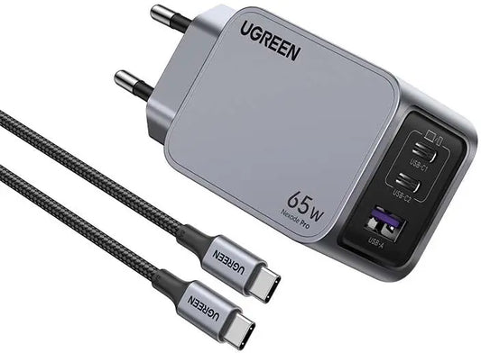 UGREEN USB Wallcharger Nexode Pro 25871 65W USB-A+C,PD,GaN w.Cable Idealshop