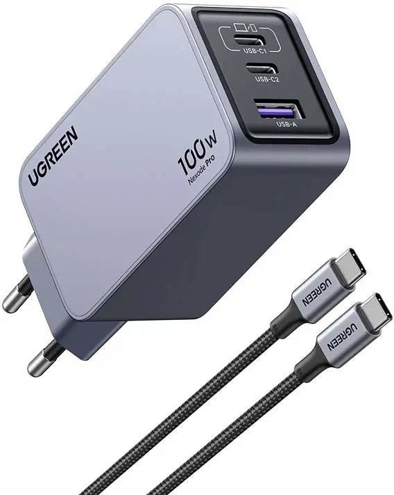 UGREEN USB Wallcharger Nexode Pro 25874 100W, 3-Port,PD,GaN w.Cable Idealshop