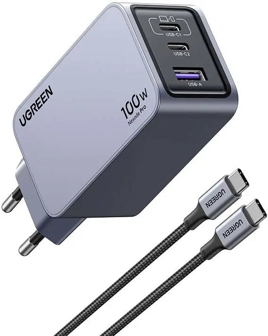 UGREEN USB Wallcharger Nexode Pro 25874 100W, 3-Port,PD,GaN w.Cable Idealshop