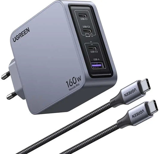UGREEN USB Wallcharger Nexode Pro 25877 160W, 4-Port,PD,GaN w.Cable Idealshop